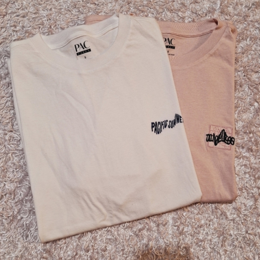 2x PacSun T-Shirt Bundle Lot Pink & White Men's Small NEW